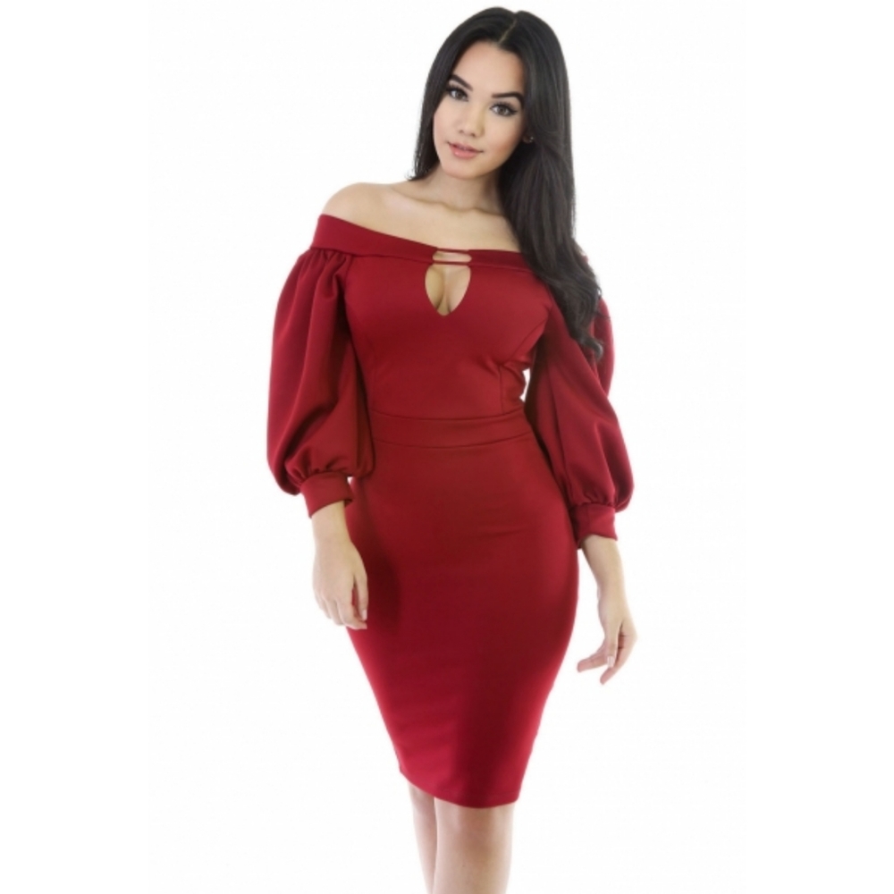 Peep Hole Off the Shoulder Dress